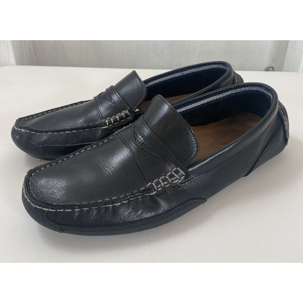 Clarks England Black Leather Slip On Loafer Driving Shoes Moccasins Mens Sz 9.5